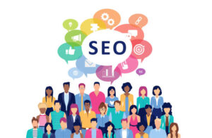 Large crowd of people and SEO concept