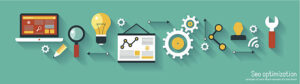 infographics background seo optimization. SEO concept. Set icons